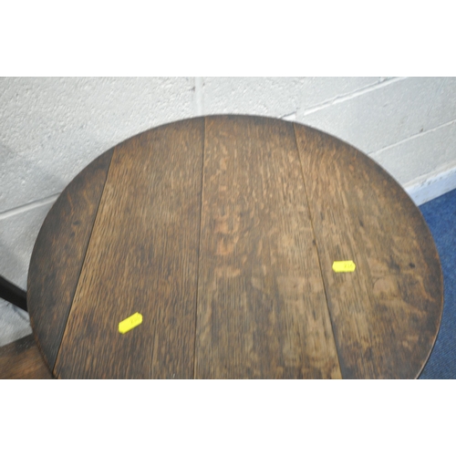 234 - THREE PIECES OF 20TH CENTURY OAK OCCASIONAL FURNITURE, to include a corner cupboard, a plant stand, ... 