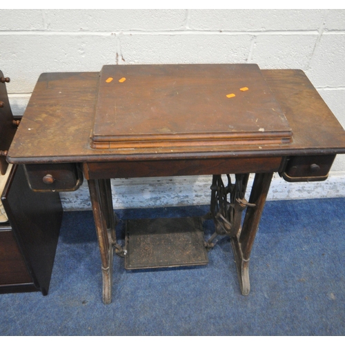 239 - A SELECTION OF OCCASIONAL FURNITURE, to include an oak framed treadle Singer sewing machine, serial ... 