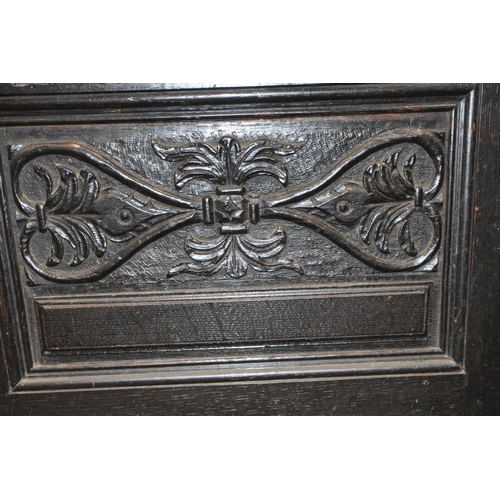 249 - A 20TH CENTURY OAK BLANKET CHEST, with foliate carved front panels, width 114cm x depth 48cm x heigh... 