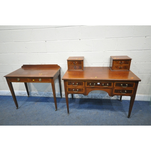 256 - AN EARLY 20TH CENTURY WRITING DESK, with nine assorted drawers, width 116cm x depth 59cm x height 11... 