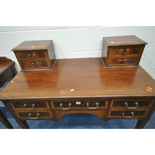 256 - AN EARLY 20TH CENTURY WRITING DESK, with nine assorted drawers, width 116cm x depth 59cm x height 11... 