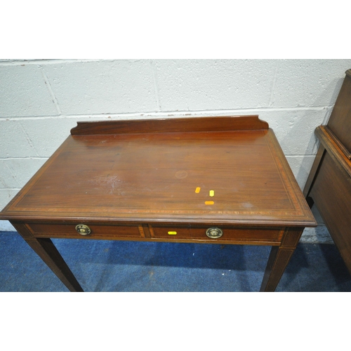 256 - AN EARLY 20TH CENTURY WRITING DESK, with nine assorted drawers, width 116cm x depth 59cm x height 11... 