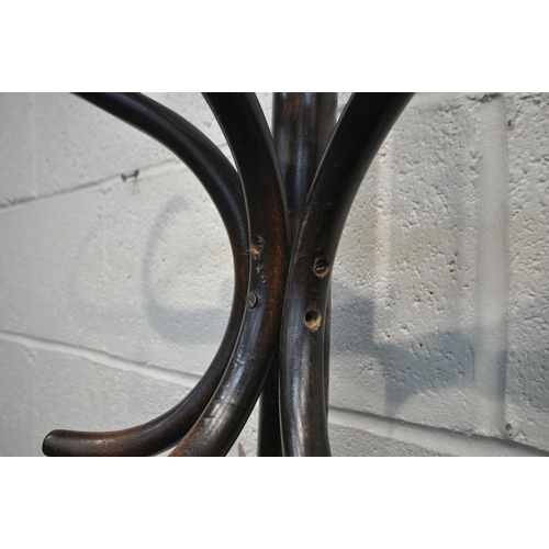 262 - A 20TH CENTURY THONET STYLE BENTWOOD WALL STANDING HAT / COAT STAND, height 187cm, along with an orn... 