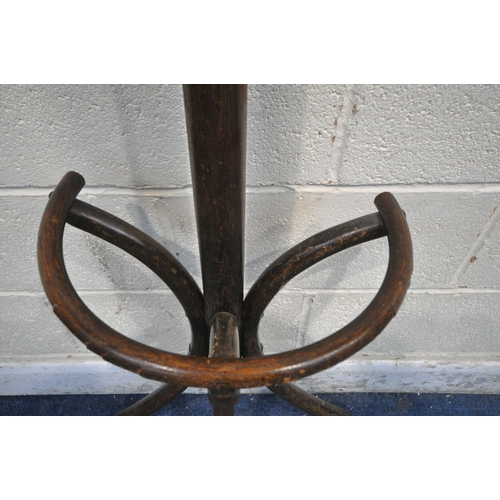 262 - A 20TH CENTURY THONET STYLE BENTWOOD WALL STANDING HAT / COAT STAND, height 187cm, along with an orn... 