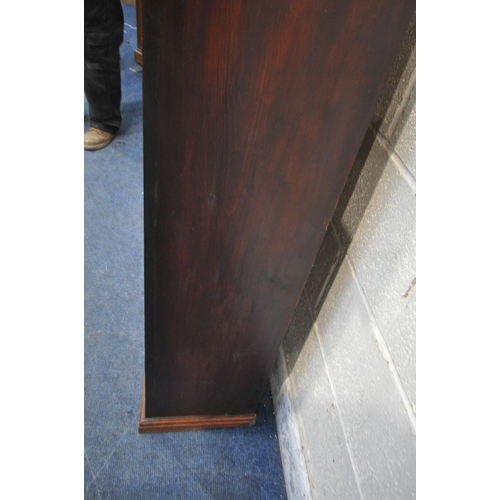 268 - A 20TH CENTURY MAHOGANY BOOKCASE, the double glazed doors, enclosing three shelves, width 99cm x dep... 