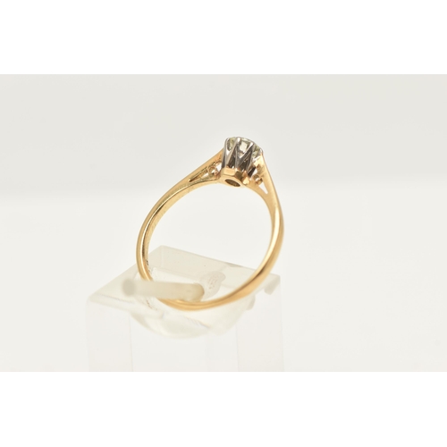 423 - AN 18CT GOLD SINGLE STONE DIAMOND RING, round brilliant cut diamond in an eight claw setting, measur... 