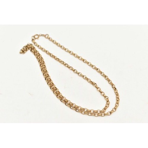 429 - A 9CT GOLD CHAIN NECKLACE, a yellow gold belcher link chain, fitted with a spring clasp, approximate... 