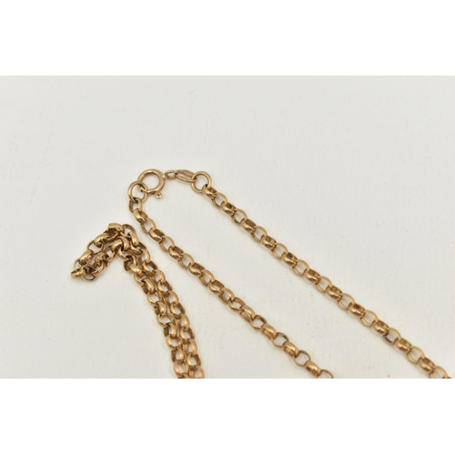 429 - A 9CT GOLD CHAIN NECKLACE, a yellow gold belcher link chain, fitted with a spring clasp, approximate... 