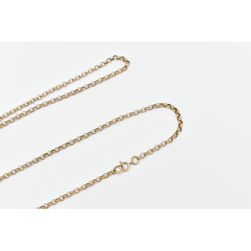 431 - A 9CT GOLD CHAIN NECKLACE, a yellow gold belcher link style chain, fitted with a spring clasp, appro... 