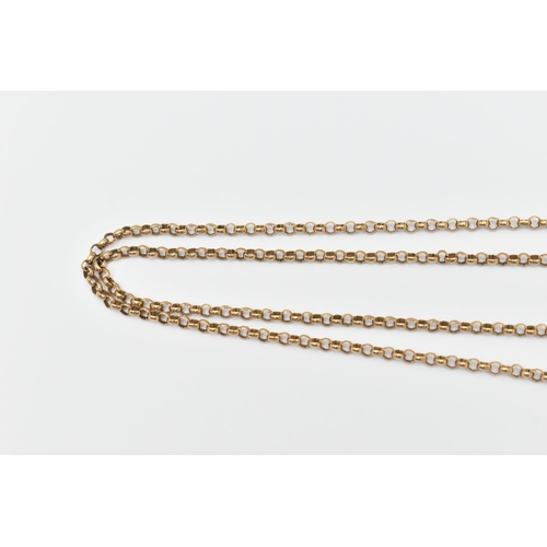 431 - A 9CT GOLD CHAIN NECKLACE, a yellow gold belcher link style chain, fitted with a spring clasp, appro... 