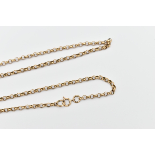 431 - A 9CT GOLD CHAIN NECKLACE, a yellow gold belcher link style chain, fitted with a spring clasp, appro... 