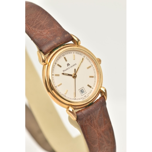 454 - A LADIES 'MAURICE LACROIX' WRISTWATCH, quartz movement, round dial signed 'Maurice Lacroix', baton m... 