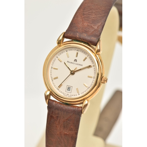 454 - A LADIES 'MAURICE LACROIX' WRISTWATCH, quartz movement, round dial signed 'Maurice Lacroix', baton m... 