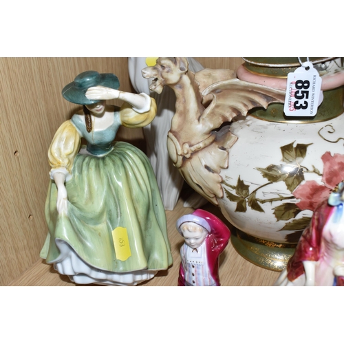 853 - A GROUP OF CERAMICS to include a Royal Doulton 'Paisley Shawl' HN1988 figurine and a 'Buttercup' HN2... 