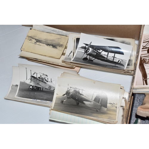 865 - TWO BOXES OF PHOTOGRAPHIC EQUIPMENT AND VINTAGE AIRCRAFT PHOTOGRAPHS, to include a The Sanderson Reg... 