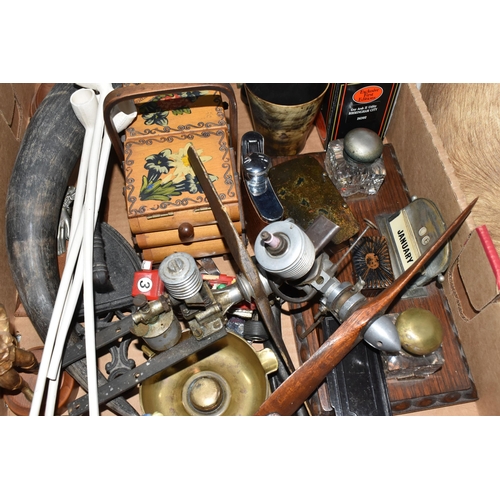 869 - ONE BOX OF MISCELLANEOUS VINTAGE ITEMS, to include a first edition die cast model of Guy Arab II uti... 