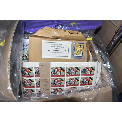 871 - FOUR BOXES OF 'CINDERELLA/LOCAL' STAMPS to include thousands of Bernera Scotland, Yemen Arab Republi... 