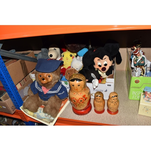 890 - ONE BOX AND LOOSE PLUSH TOYS, to include a Robert Raikes bear Christopher dressed in a sailors suit ... 