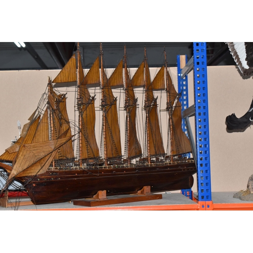 893 - A SCRATCH BUILT MODEL OF THE AMERICAN SCHOONER 'WYOMING', approximate height 70cm, approximate lengt... 