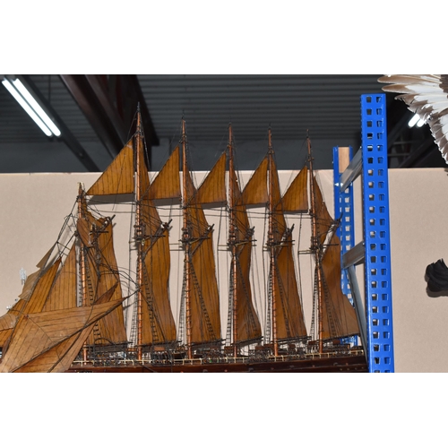 893 - A SCRATCH BUILT MODEL OF THE AMERICAN SCHOONER 'WYOMING', approximate height 70cm, approximate lengt... 