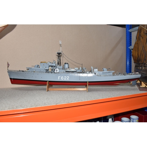 894 - A MODEL OF HMS BURGHEAD BAY, ROYAL NAVY FRIGATE F622, approximate height 37cm,approximate length 100... 