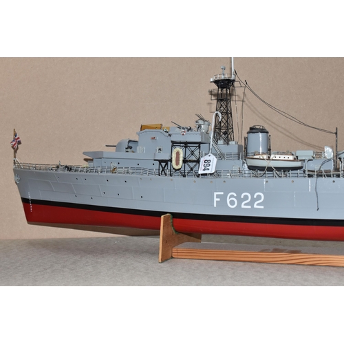 894 - A MODEL OF HMS BURGHEAD BAY, ROYAL NAVY FRIGATE F622, approximate height 37cm,approximate length 100... 