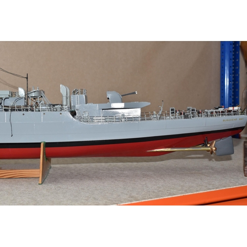 894 - A MODEL OF HMS BURGHEAD BAY, ROYAL NAVY FRIGATE F622, approximate height 37cm,approximate length 100... 