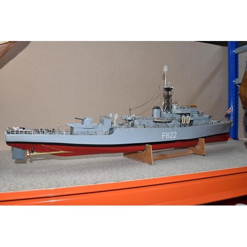 894 - A MODEL OF HMS BURGHEAD BAY, ROYAL NAVY FRIGATE F622, approximate height 37cm,approximate length 100... 