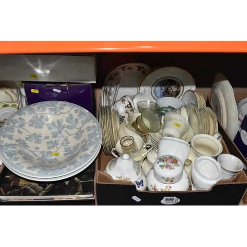 899 - TWO BOXES AND LOOSE MINTON AND ROYAL DOULTON CERAMICS ETC, to include Minton Oriental Blossom, Ashwo... 