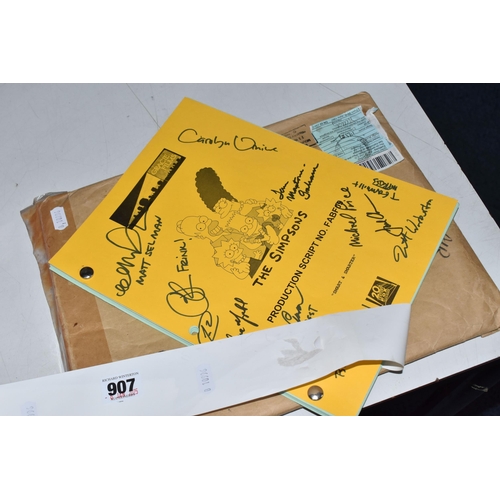 907 - A SIGNED PRODUCTION SCRIPT FOR THE SIMPSONS NO. FABF09 'SMART AND SMARTER' with a signed cover to in... 