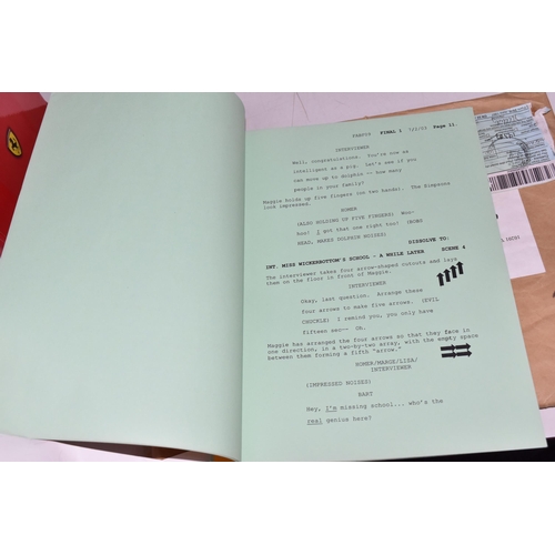 907 - A SIGNED PRODUCTION SCRIPT FOR THE SIMPSONS NO. FABF09 'SMART AND SMARTER' with a signed cover to in... 