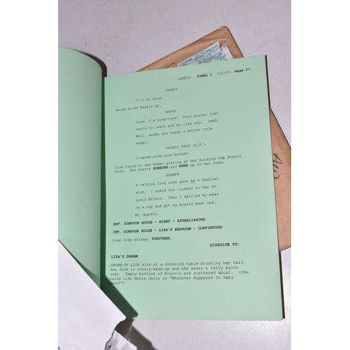 907 - A SIGNED PRODUCTION SCRIPT FOR THE SIMPSONS NO. FABF09 'SMART AND SMARTER' with a signed cover to in... 