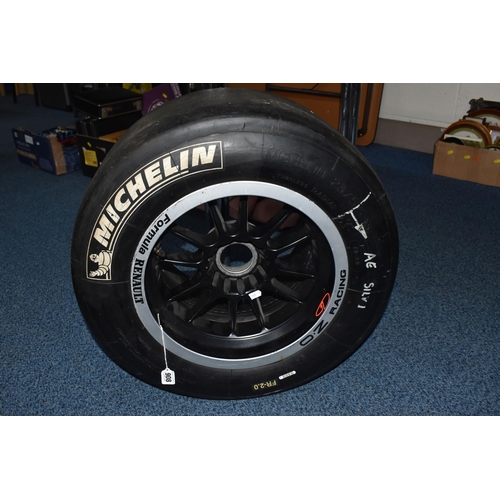 908 - A FORMULA RENAULT RACE SERIES WHEEL, with Michelin 23/57-13 tyre, the rim printed 'Formula Renault' ... 