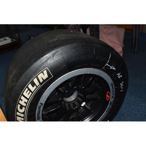 908 - A FORMULA RENAULT RACE SERIES WHEEL, with Michelin 23/57-13 tyre, the rim printed 'Formula Renault' ... 