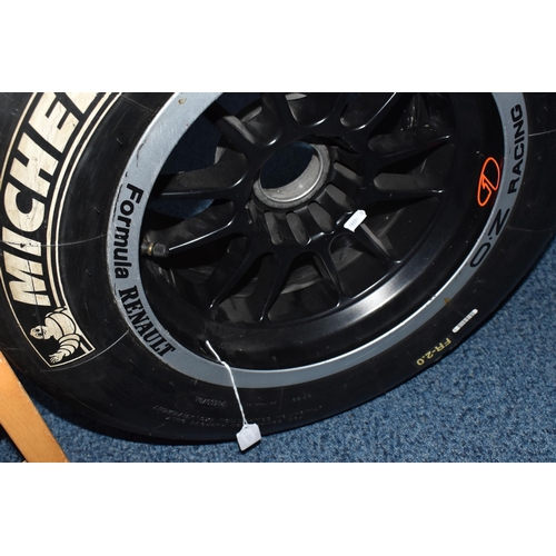 908 - A FORMULA RENAULT RACE SERIES WHEEL, with Michelin 23/57-13 tyre, the rim printed 'Formula Renault' ... 