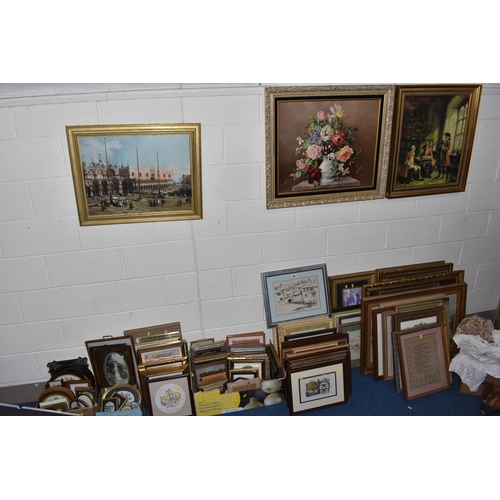 909 - A LARGE QUANTITY OF PICTURES AND PRINTS ETC, most of the pictures are late 20th century needlework p... 