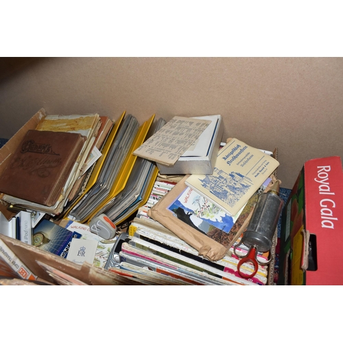 916 - SIX BOXES AND LOOSE C.D.S, L.P RECORDS AND SUNDRIES, to include a collection of mid 20th century pos... 