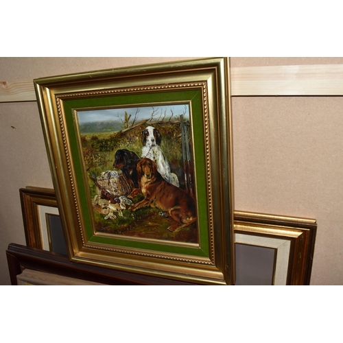 917 - A SMALL QUANTITY OF FRAMED  PICTURES, mostly late 20th century, comprising a Venetian scene signed M... 