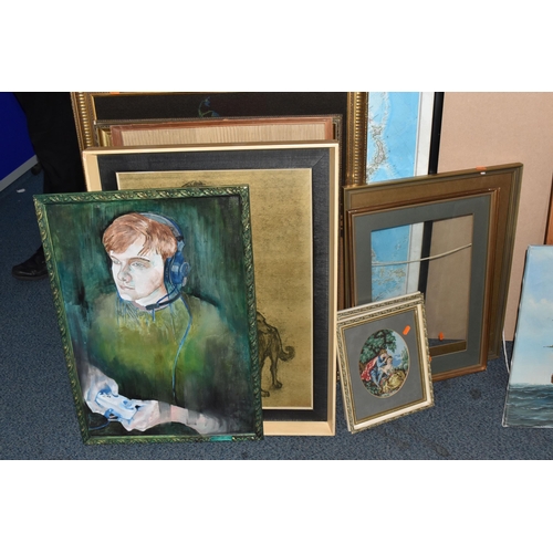 918 - A SMALL QUANTITY OF PICTURES AND PICTURE FRAMES ETC, to include a vintage Picasso print 'Girl and Do... 