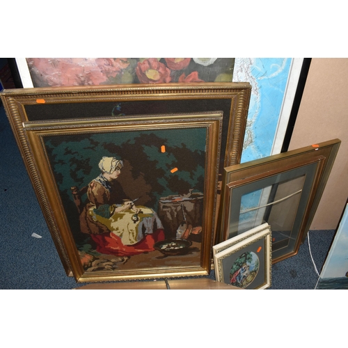 918 - A SMALL QUANTITY OF PICTURES AND PICTURE FRAMES ETC, to include a vintage Picasso print 'Girl and Do... 