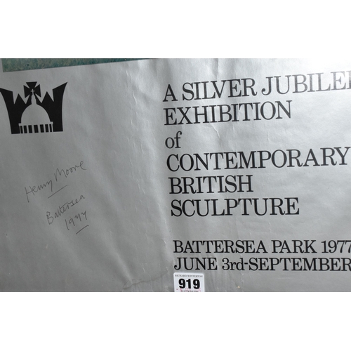 919 - HENRY MOORE (1898-1986) A SIGNED EXHIBITION POSTER, the poster is titled 'A Silver Jubilee Exhibitio... 