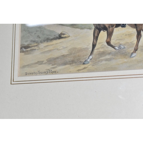 920 - DOROTHY TRAVERS-POPE (1884-1978) TWO GENRE WATERCOLOURS FEATURING FIGURES AND HORSES, the first depi... 