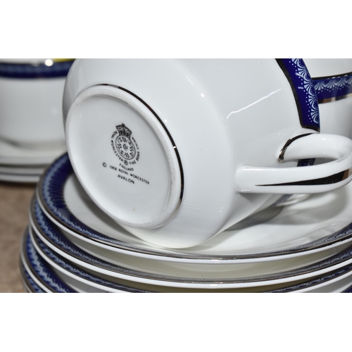 934 - SEVENTY-SIX PIECES OF ROYAL WORCESTER 'AVALON' DINNER AND TEA WARES comprising eleven dinner plates ... 