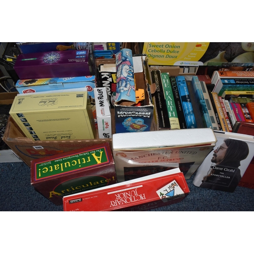 940 - SIX BOXES AND LOOSE MISCELLANEOUS ITEMS comprising two boxes of vintage games to include a Jurassic ... 