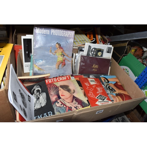 977 - FOUR BOXES OF EARLY AND MID TWENTIETH CENTURY MAGAZINES AND BROCHURES, to include a large collection... 