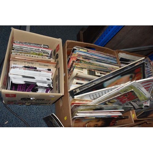 980 - FIVE BOXES OF VINTAGE MAGAZINES, COMICS AND PAPERBACK BOOKS, to include seven Marshall Grover 'Larry... 