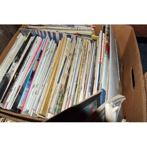 980 - FIVE BOXES OF VINTAGE MAGAZINES, COMICS AND PAPERBACK BOOKS, to include seven Marshall Grover 'Larry... 