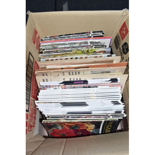 980 - FIVE BOXES OF VINTAGE MAGAZINES, COMICS AND PAPERBACK BOOKS, to include seven Marshall Grover 'Larry... 