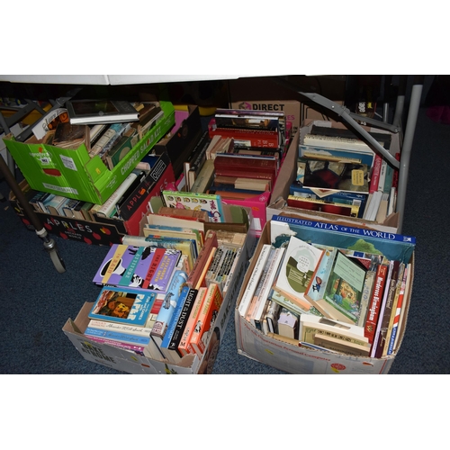 982 - SEVEN BOXES OF BOOKS, over one hundred and twenty assorted books, subjects include Alexander McCall ... 