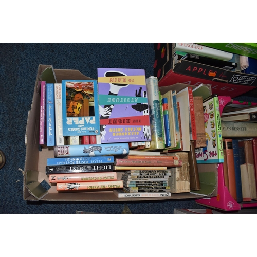 982 - SEVEN BOXES OF BOOKS, over one hundred and twenty assorted books, subjects include Alexander McCall ... 